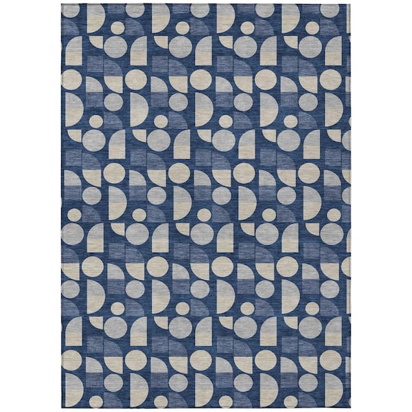 Chantille Machine Washable Indoor/Outdoor Abstract ACN2921 Navy 9 ft. x 12 ft. Area Rug