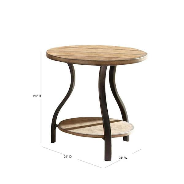 Denise Round Oak End Table Dn0e The Home Depot