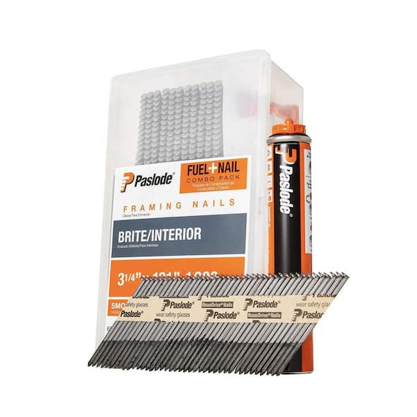 Paslode 3-1/4 in. x 0.131-Gauge Brite Smooth Shank FUEL + NAIL Combo Pack (1,000 Nails + 1 Fuel Cell)