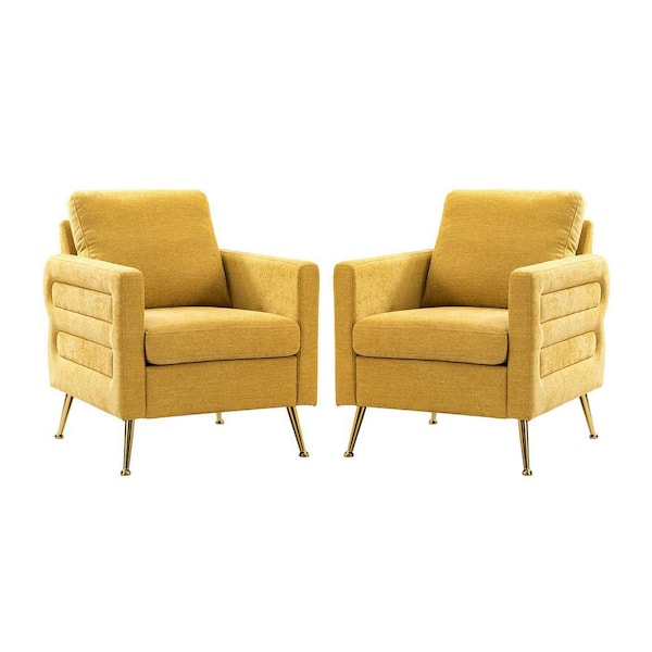 ARTFUL LIVING DESIGN Estela Mustard Armchair With Metal Legs-S2