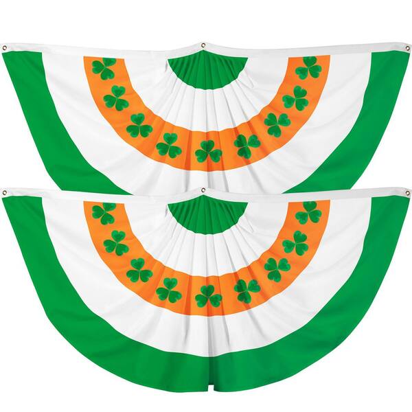 G128 2 ft. x 4 ft. Printed Polyester Ireland Fan Flag with Canvas Header Brass Grommets (2-Pack)