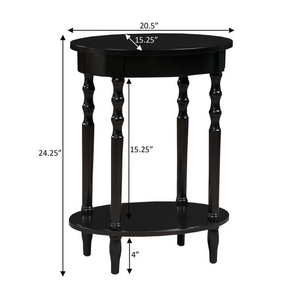 Convenience Concepts Classic Accents Brandi 19.75 in. Black Standard Oval  Wood End Table with Shelf V2-113 - The Home Depot