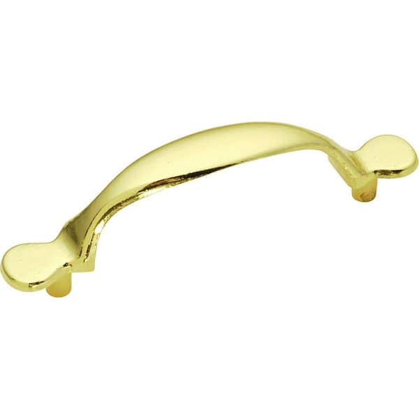 HICKORY HARDWARE Conquest 3 in. Center-to-Center Polished Brass Cabinet Pull
