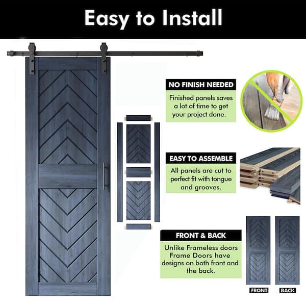 HOMACER JT2 26 in. x 84 in. C-Panel Navy Fishbone Design