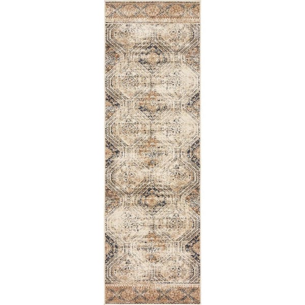 Chateau Collection Area Rug - Jackson (2 ft.  x 6 ft. 9 in. Runner Blue Beige/Brown)