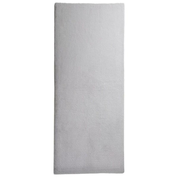 Mmlior Light Gray 2 ft. x 6 ft. Soft Faux Rabbit Fur Runner Rug