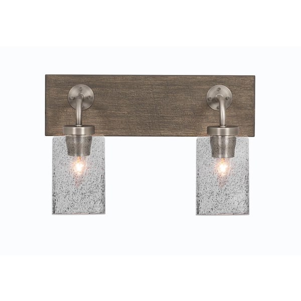 Unbranded Kirby 16 in. 2-Light Graphite and Painted Distressed Wood-look Metal Vanity Light
