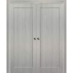 48 in. x 96 in. Single Panel Gray Finished Solid MDF Sliding Door with Double Pocket Hardware