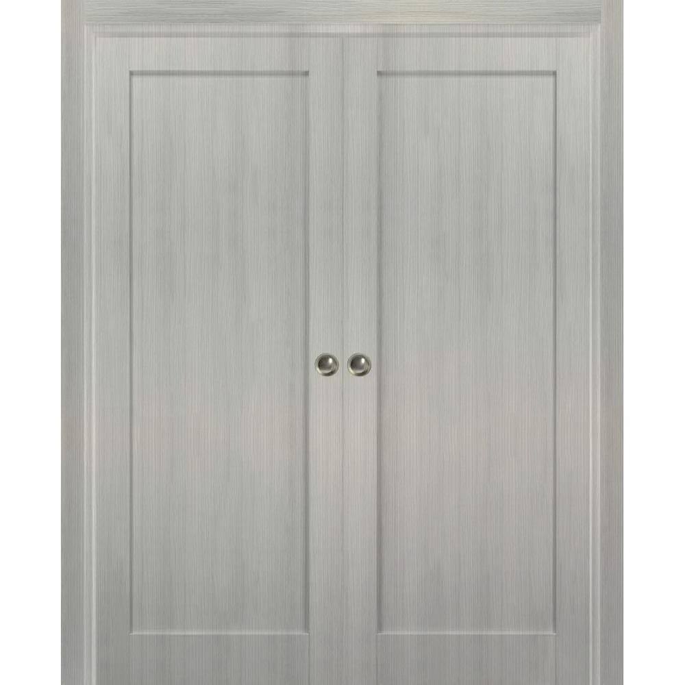 60 in. x 80 in. Single Panel Gray Solid MDF Sliding Door with Double Pocket Hardware price history on PriceWatchPro