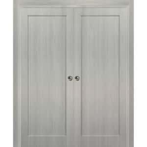 56 in. x 84 in. Single Panel Gray Solid MDF Sliding Door with Double Pocket Hardware