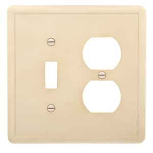 1 Toggle and 1 Duplex Combination Wall Plate, Travertine