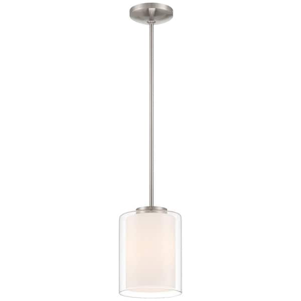 Access Lighting Seville 1-Light Brushed Steel Standard Pendant Light with Glass Shade