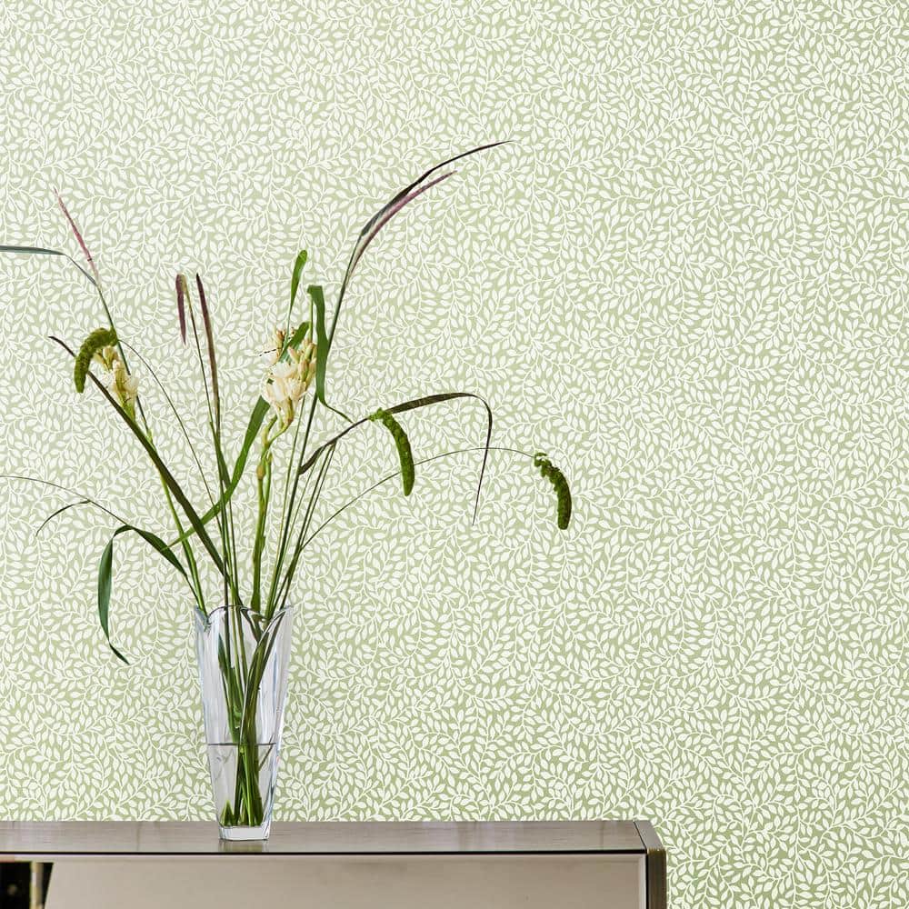 Hedgerow Green and White Botanical Removable Wallpaper