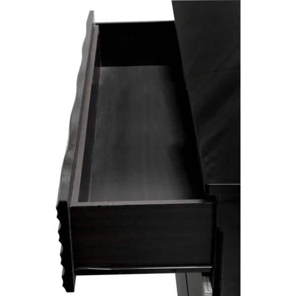 Mid-Century Black Poplar Wood 5-Drawer Chest with High Gloss Finish