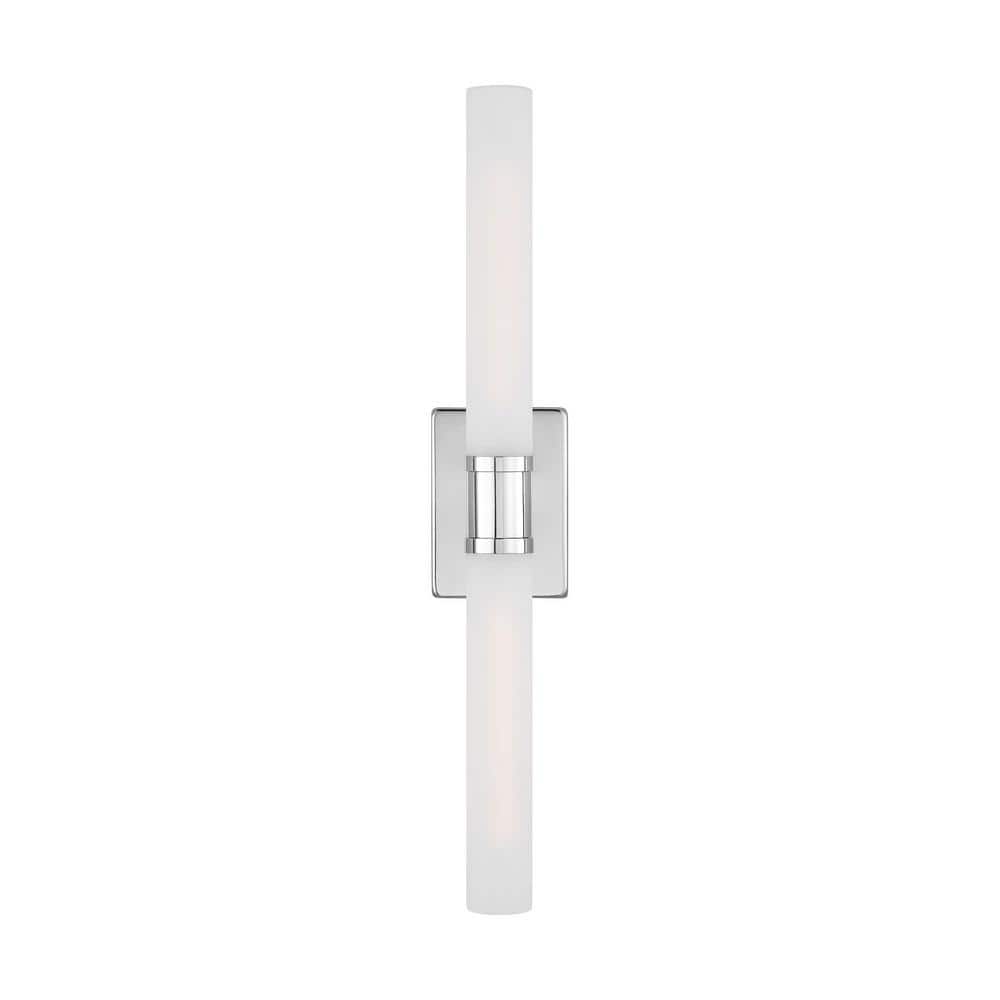 Keaton 5 in. Large 2-Light Chrome Vanity Light with Satin Etched Glass Shades price history on PriceWatchPro
