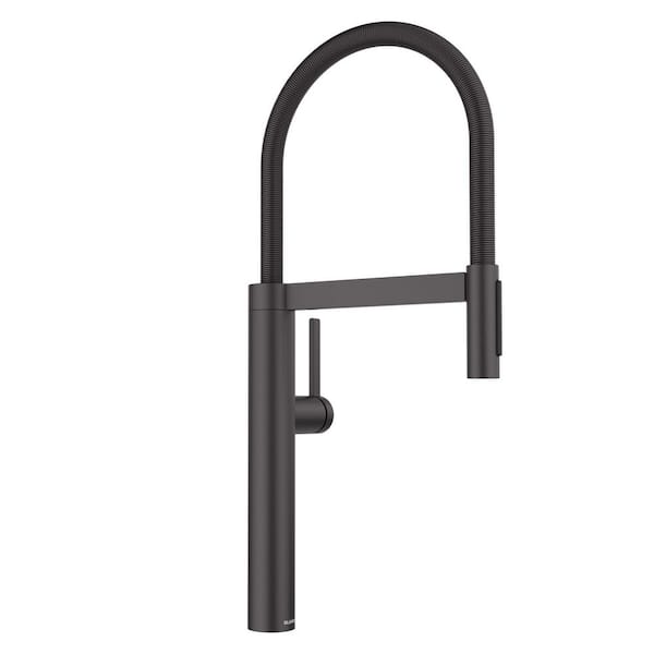 Culina II Matte Black 22 in. H Pull Down Sprayer Kitchen Faucet with 180 Degree Spout Swivel