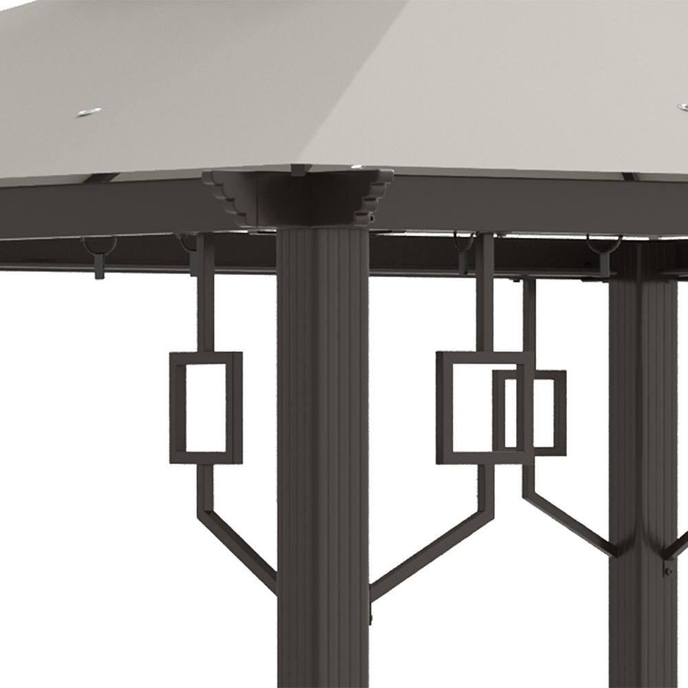 Cream White 10' x 10' Aluminum Frame Patio Gazebo with Netting and Curtains