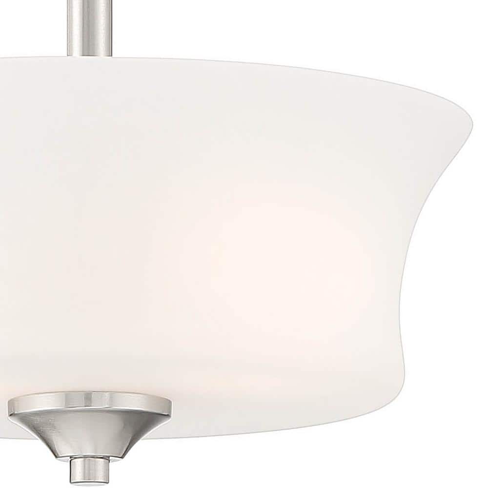Brushed Nickel 12" Drum Glass Semi-Flush Mount Ceiling Light