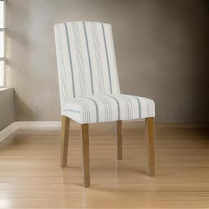 Blue and White Fabric with Wooden Frame Dining Chair (Set of 2)