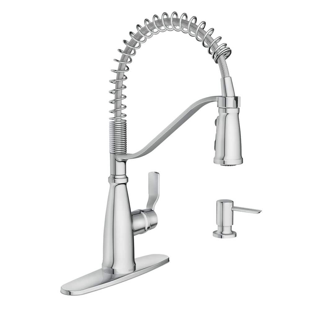 Chrome Single Handle Spring Kitchen Faucet with Pull-Out Spray