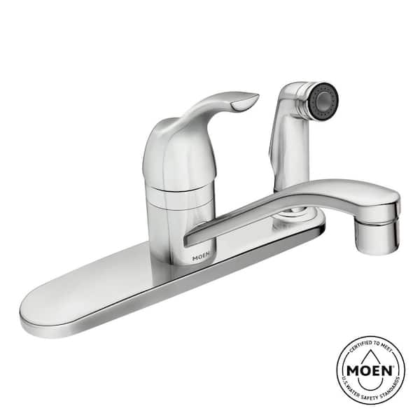 Adler Single- Handle Low Arc Kitchen Faucet in Chrome with in Deck Side Spray