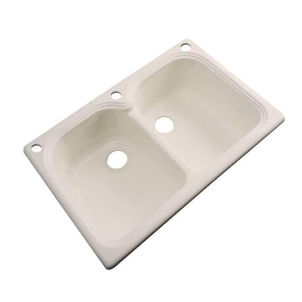 Thermocast Hartford Drop-In Acrylic 33 in. 3-Hole Double Bowl Kitchen Sink in Candle Lyte