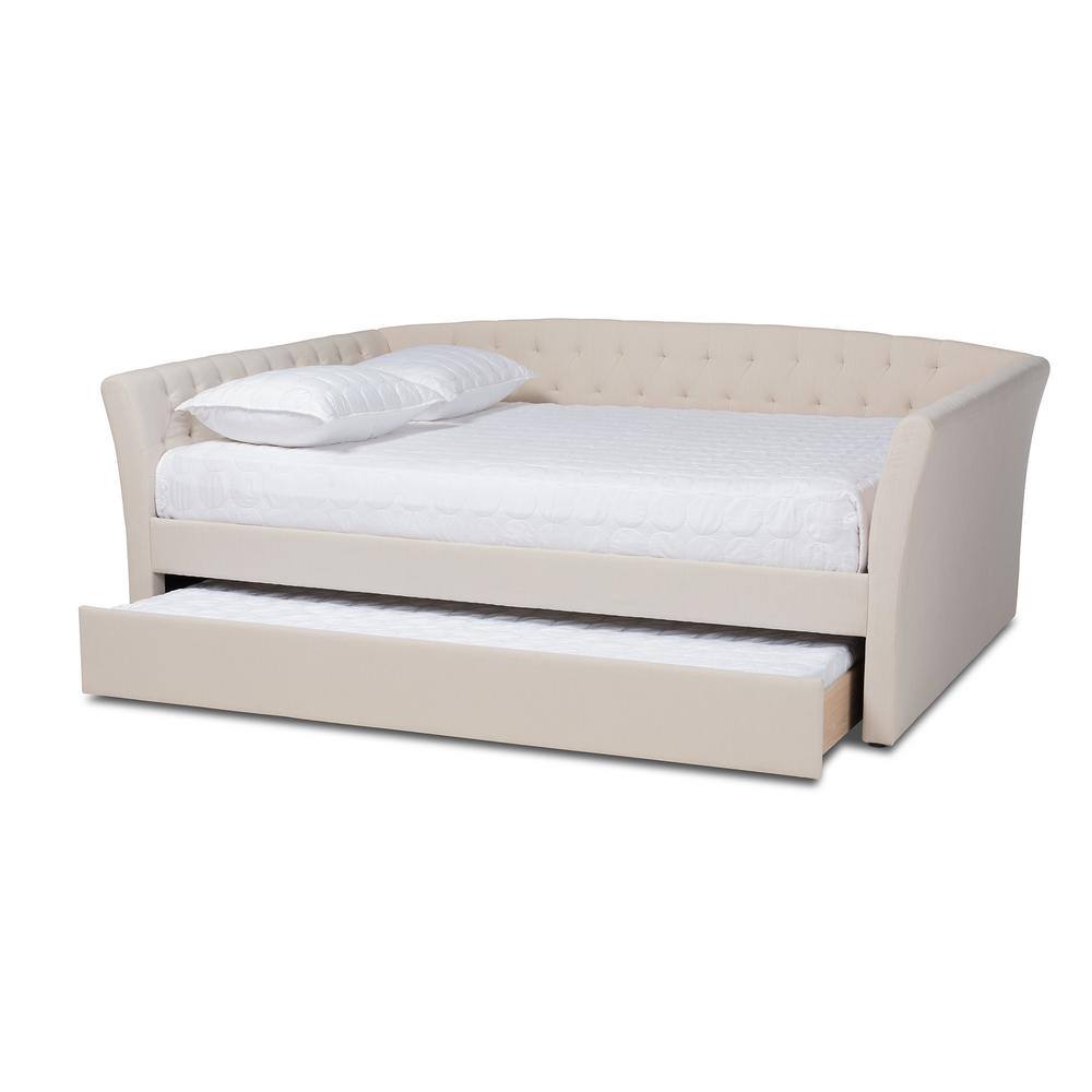 Baxton Studio Delora Beige Full Trundle Daybed 158-9664-HD - The Home Depot