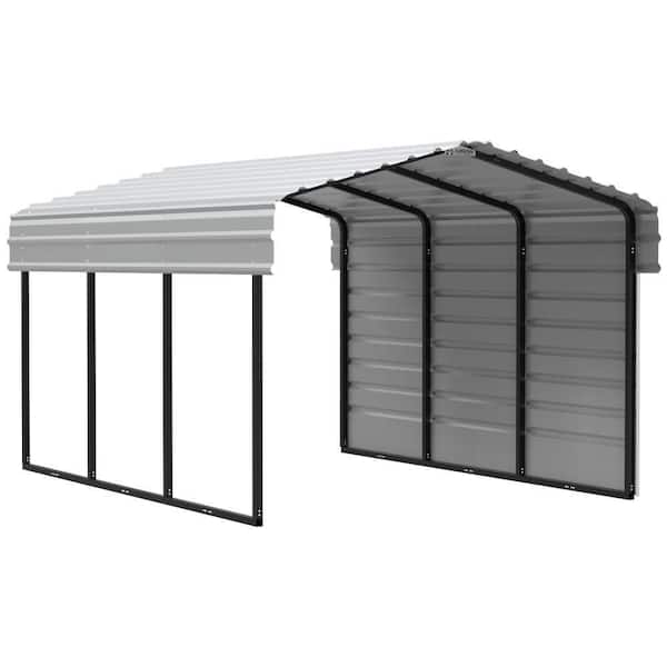 10 ft. W x 15 ft. D x 7 ft. H Eggshell Galvanized Steel Carport with 1-Side Wall Kit