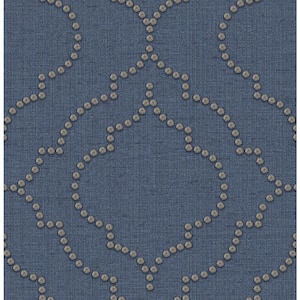 Chelsea Blue Quatrefoil Paper Strippable Roll Wallpaper (Covers 56.4 sq. ft.)