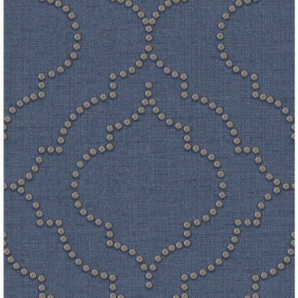 Chesapeake Chelsea Blue Quatrefoil Paper Strippable Roll Wallpaper (Covers 56.4 sq. ft.)