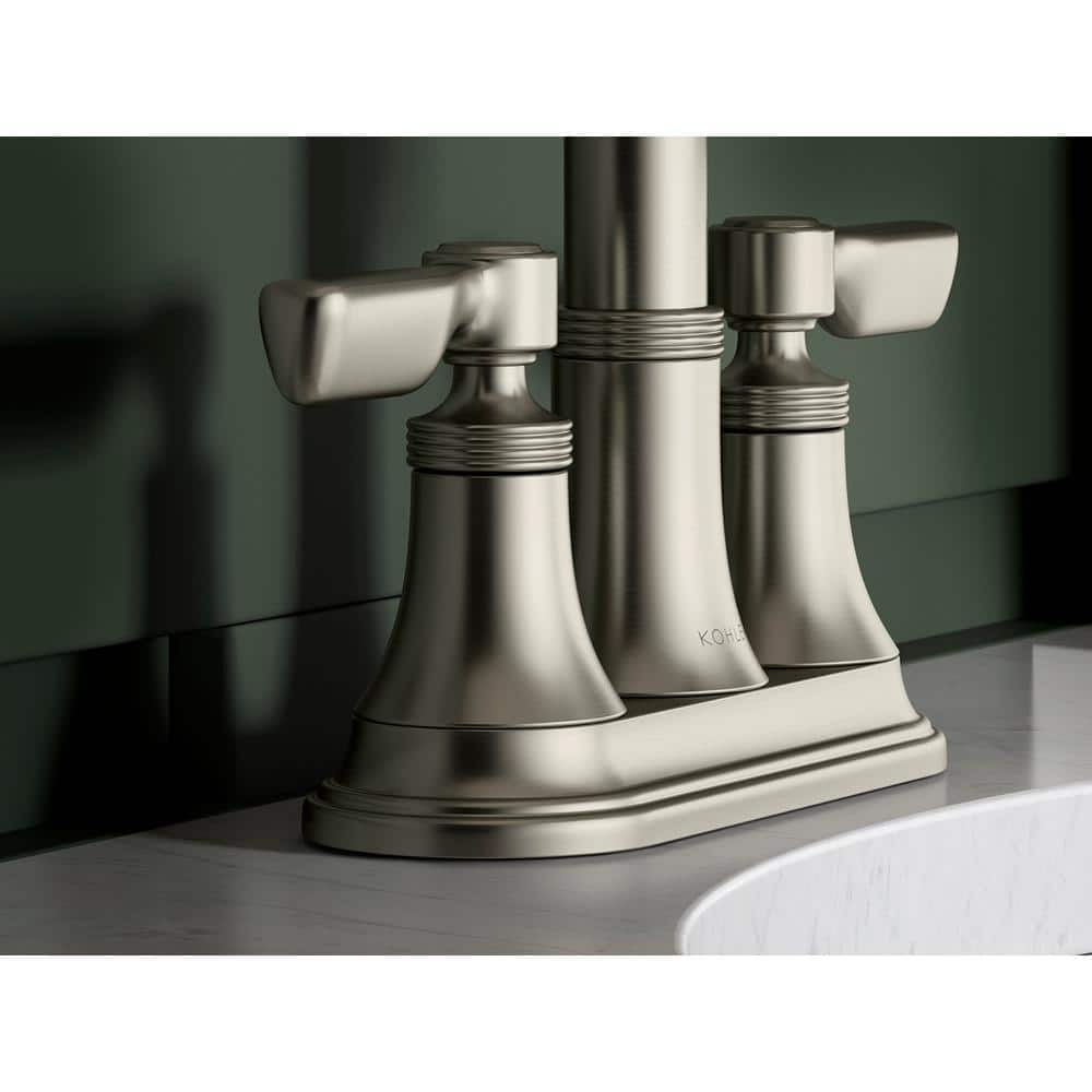 Elegant Brushed Nickel Dual-Handle High Arc Bathroom Faucet