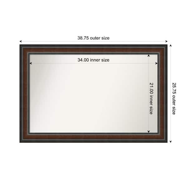 Amanti Art Cyprus Walnut 38.75 in. x 25.75 in. Custom Non-Beveled Wood Framed Bathroom Vantiy Wall Mirror