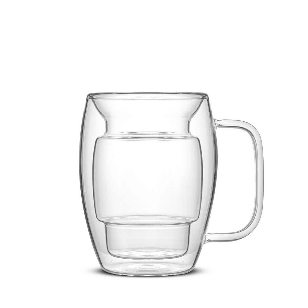 JoyJolt Cadus Lead Free Glass Double Wall Mug, 16 oz. (Set of 2