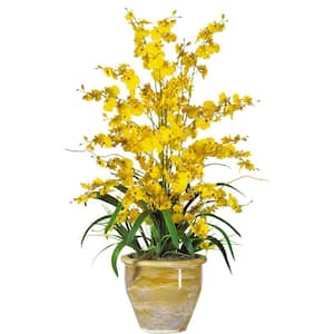 32 in. Artificial Triple Dancing Lady Silk Flower Arrangement in Yellow