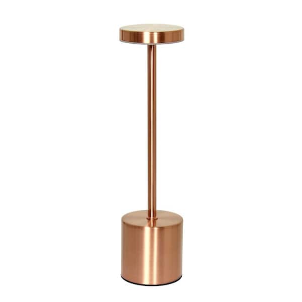 Simple Designs 12.75 in. Mushroom Magic Disc Dimming and Rechargeable Cordless 4-Way Touch Sensor Stick Novelty Desk Lamp, Copper