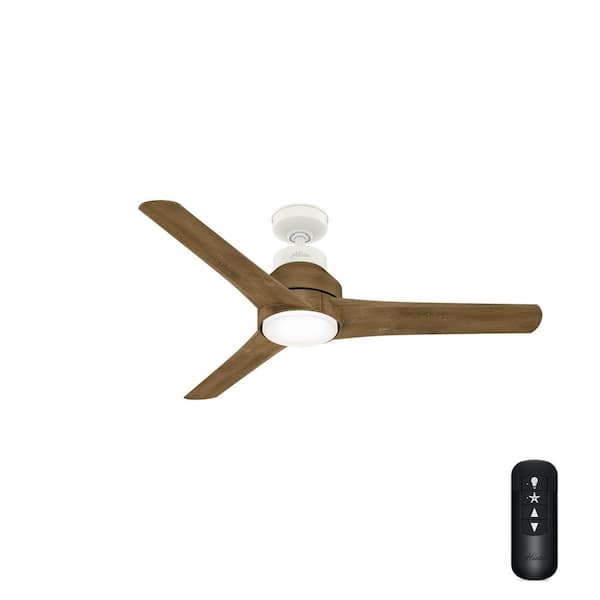 Hunter Lakemont 52 in. Integrated LED Indoor/Outdoor Matte White Ceiling Fan with Light Kit and Remote