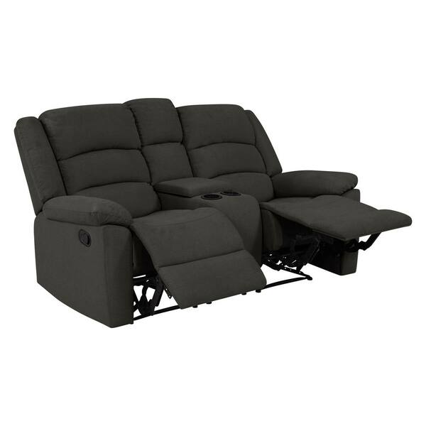 ProLounger 70 in. Charcoal Gray Polyester 2-Seater Reclining Loveseat with Cupholders