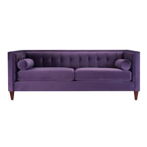 Jack 84 in. Square Arm 3-Seater Removable Cushions Sofa in Purple