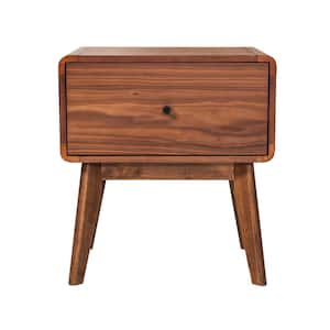 Marshall Mid-Century Modern Walnut 1 Drawer 20 in. W Nightstand