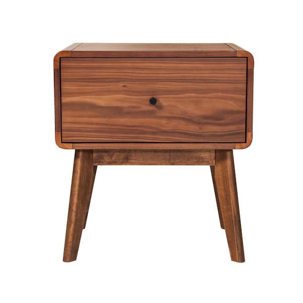 Marshall Mid-Century Modern Walnut 1 Drawer 20 in. W Nightstand