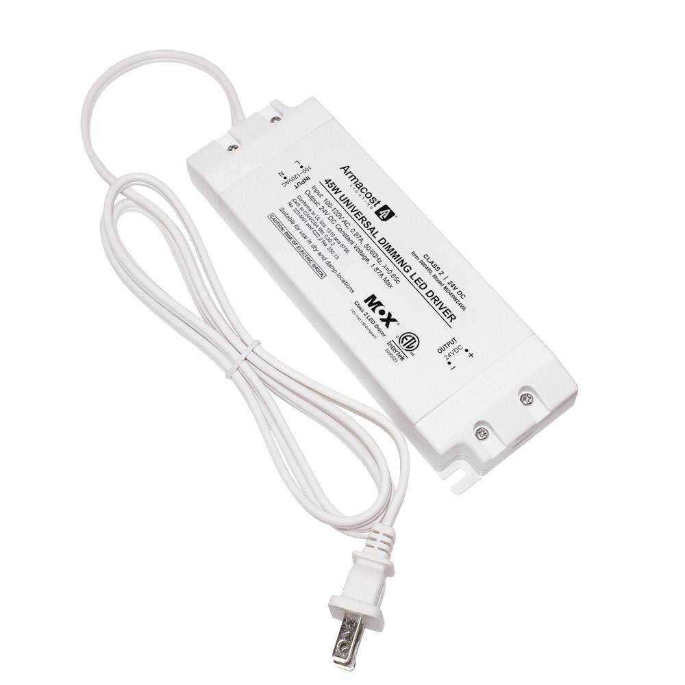 White Universal Dimmable LED Driver 24V DC, 45W