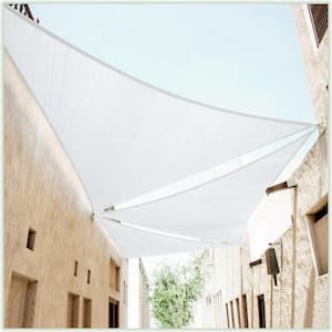 10 ft. x 10 ft. x 14.1 ft. 190 GSM White Right Triangle Sun Shade Sail with Triangle Kit