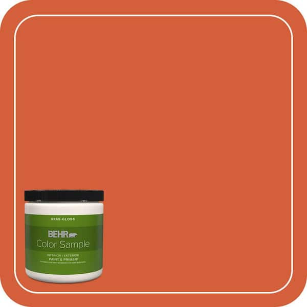 BEHR PREMIUM PLUS 8 oz. #S-G-220 Sweet Mandarin Semi-Gloss Interior/Exterior Paint & Primer Color Sample