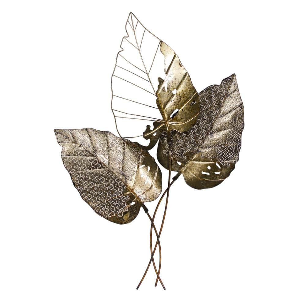 Classy Art 3Tropical Leaves Metal Mixed Media Wall Art SH1046B The