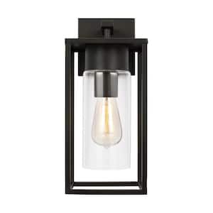 Vado Medium 1-Light Antique Bronze Hardwired Outdoor Wall Lantern Sconce with Clear Glass Shade