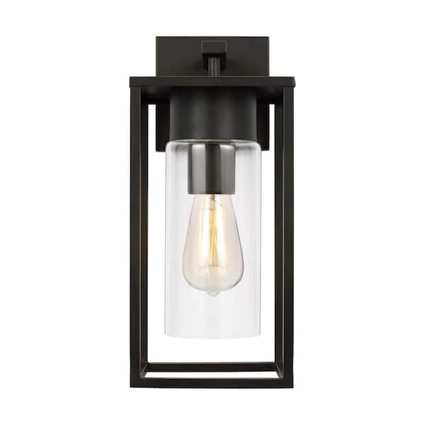 Vado Medium 1-Light Antique Bronze Hardwired Outdoor Wall Lantern Sconce with Clear Glass Shade
