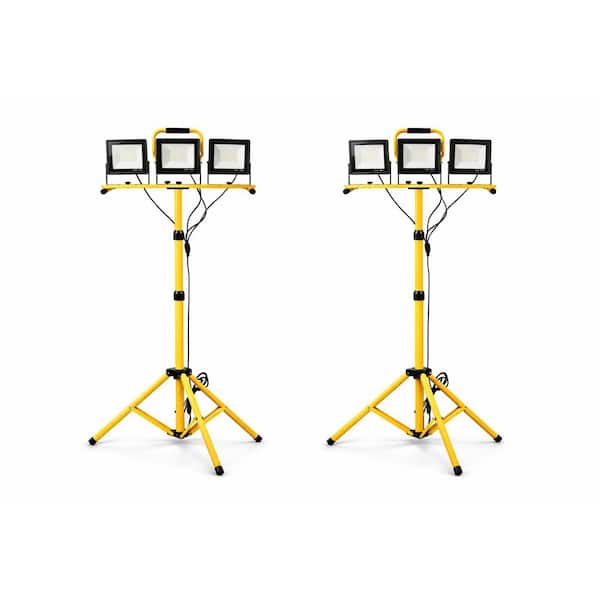 120 V. 22000 Lumen Led Work Lights, Foldable Tripod Stand, IP66 Waterproof Lamp for Outdoor/Indoor Job Site, 2 Pack