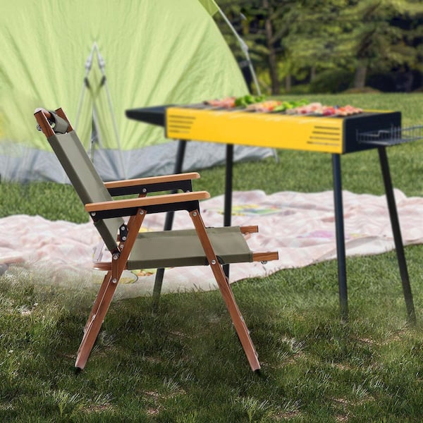 YIYIBYUS Army Green Wood Grain Aluminum Frame Outdoor Portable Folding  Camping Chair (Small) DLDB8KR300-1 - The Home Depot