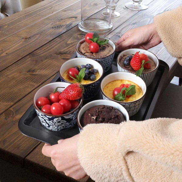 JFVKAF 6-Piece Round Porcelain Ramekin Set Oven Safe for Baking