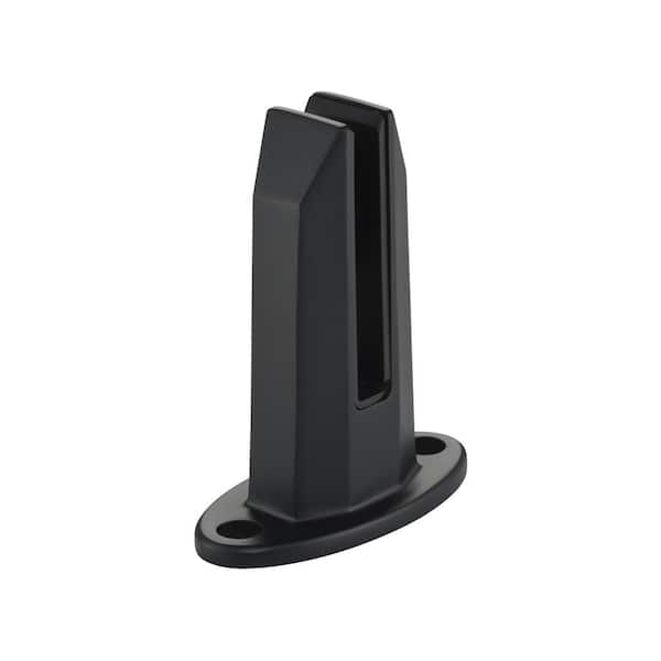 2.3 in. x 4.9 in. x 5.8 in. Black Stainless Steel Oval Baseplate Glass Railing Spigot for 1/2 in. Glass Thickness
